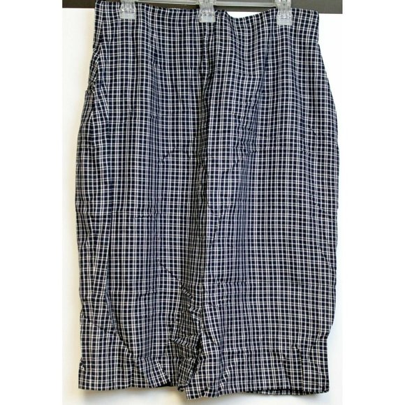 Cygne Design Navy White Plaid Lined Business Skirt Womens 14 Slash Pockets Zip - Picture 4 of 8